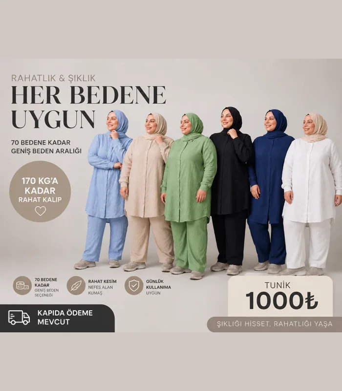 MUSLİN KUMAŞ UZUN DÜĞMELİ TUNİK